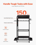 VEVOR 4-Tier Tool Organizer Cart with Charging Station, 8 AC Outlet, Floor Stand Rolling Drill Holder and Tool Battery Storag