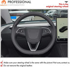MEWANT Hand Stitched Matte Carbon Fiber&PU Leather Steering Wheel Cover Wrap for Tesla Model 3 Highland 2023 2024 2025 Steering Wheel Accessories