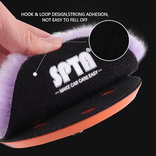 Wool Polishing Pads, SPTA 2Pcs 5Inch (125mm) Wool Cutting Pad, Purple Wool Buffing and Polishing Pad Set, Wool Buffing Wheel for Heavy Cut for 5Inch (125mm) Car Polisher Polishing, Buffing and Cutting