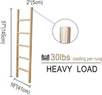 Wooden Blanket Ladder Natural & Motley Wood - Leaning Wall Decor for Bedroom, Bathroom, Living Room - Rustic Quilt Holder & T