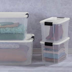 Sterilite 18-Pack Ultra Latching Box, Storage Bins with Lids, Clear Plastic, 30 Quart - Heavy-Duty Organizing Containers for 