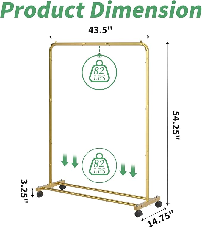 Simple Trending Standard Clothes Clothing Garment Rack with Storage Shelves, Rolling Clothes Organizer on Wheels for Hanging 