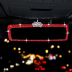 Unifizz Bling Rhinestone Rear View Mirror Cover, Car Rear View Mirror with Crystal Diamonds Bling Rhinestones Car Rear View Mirror Car Interior Trim(Red)