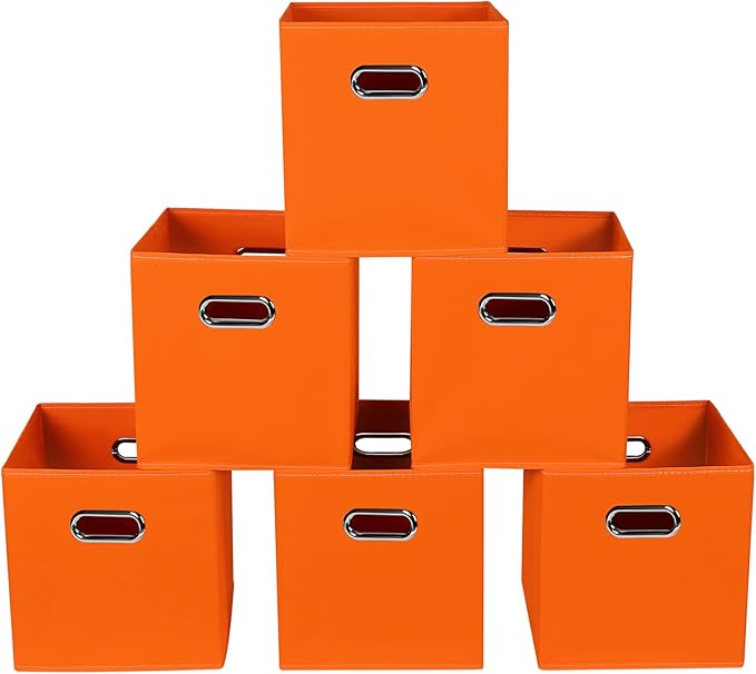 Fabric storage bins Cubes, Fabric Cube Organizer with Handle, Foldable Cube Bins for Cloth or Accessary Storage, 11x11x11, Se