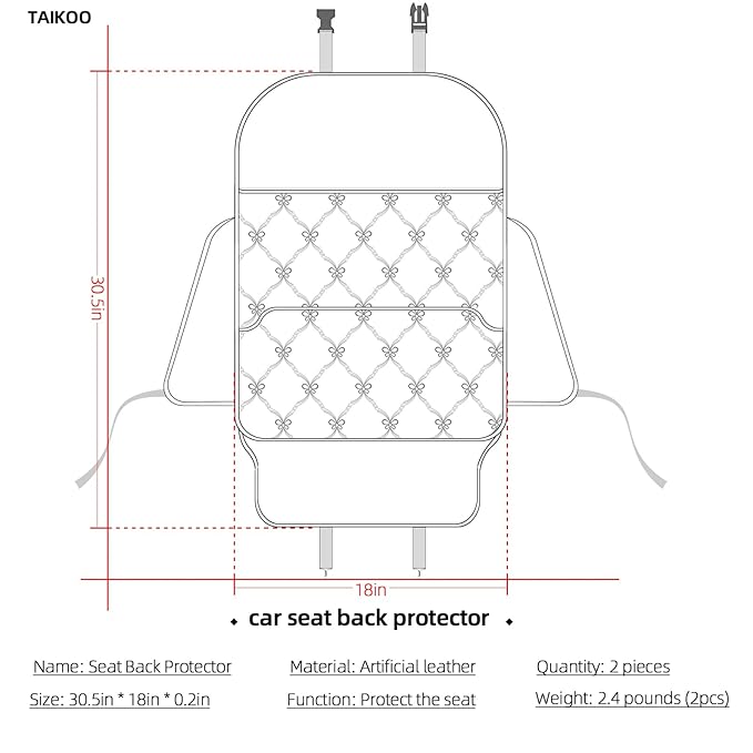 Seat Back Protector + Large Capacity Pocket Storage Organizer,Preventing The Impact of Children Stepping on The Seat Backrest (Style B-Brown)