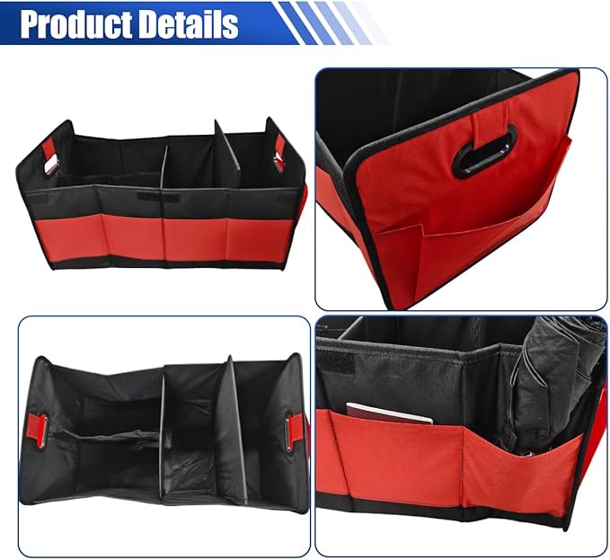 Car Trunk Organizer, Large Capacity Oxford Cloth Car Storage Box, Collapsible Multi-Compartment Organization Container,