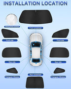 8PCS Window Shades for Honda Accord(2023-2025) Accessories – Full Coverage Sun Shade for Side Windows, Rear Triangular & Windshield – UV Protection & Privacy for Camping, Napping, Relaxing
