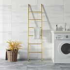 6-Tier Blanket Ladder 68 Inch Wall-Leaning Towel Rack for Living Room and Bedroom, Easy Assembly - Gold