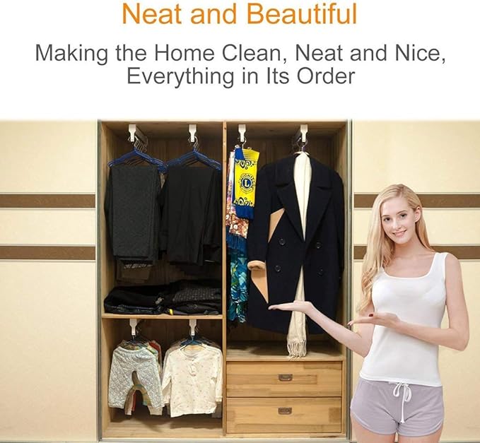 Closet Clothes Hanger Rail,Pull-Out Closet Rod 30-60cm,Wardrobe Clothing Rail,Closet Organizer Rack for Pants and Coat (500MM