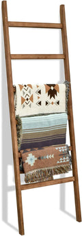 FUIN 6.4ft Extra Wide Wooden Blanket Ladder Living Room Decorative Wal Leaning Farmhouse Quilt Display Holder Rustic Wood Tow