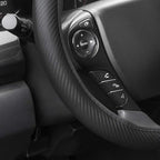 BDK UltraSport Series Steering Wheel Cover-Synthetic Leather Perforated Design & Stitching, All Black Carbon Fiber