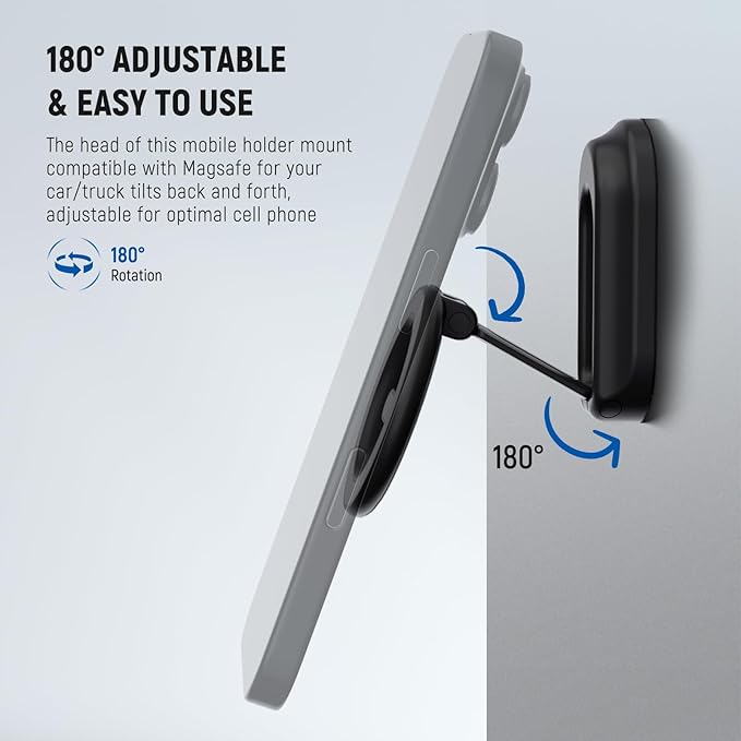 NEEWER Magnetic Phone Holder for Car, Dual Sided Magnet Cell Phone Mount Compatible with MagSafe iPhone, Car Stand Accessories for Dash Windshield Navigation Glass Gym Video Recording, PA118