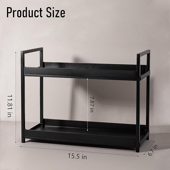 Bathroom Counter Organizer 2 Tier Vanity Storage Countertop Shelf Makeup Organizer Perfume Tray Skincare Holder for Sink, Dre