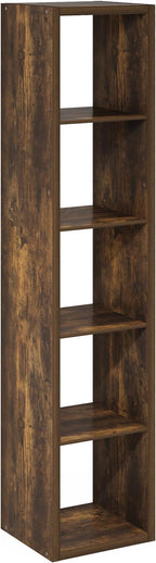 Furinno Cubicle Book Shelf, Vertical 5-Cube Bookshelf, Extra Thick Horizontally & Vertically Reversible Bookcase with Open Ba