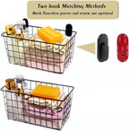2 Pack【Extra Large】Hanging Kitchen Basket,Wire Storage Basket,with Traceless Tape and 3M High-Strength Plastic Hooks,no Drill