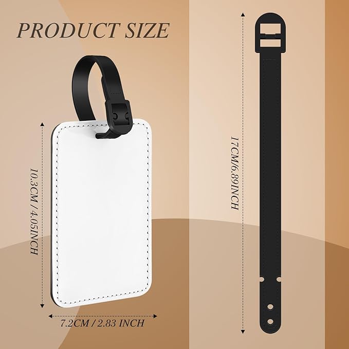 Frienda 72 Pieces Sublimation Luggage Tags Bulk PU Leather Name Label Blank Suitcase Heat Transfer Bag Card Business ID Card 