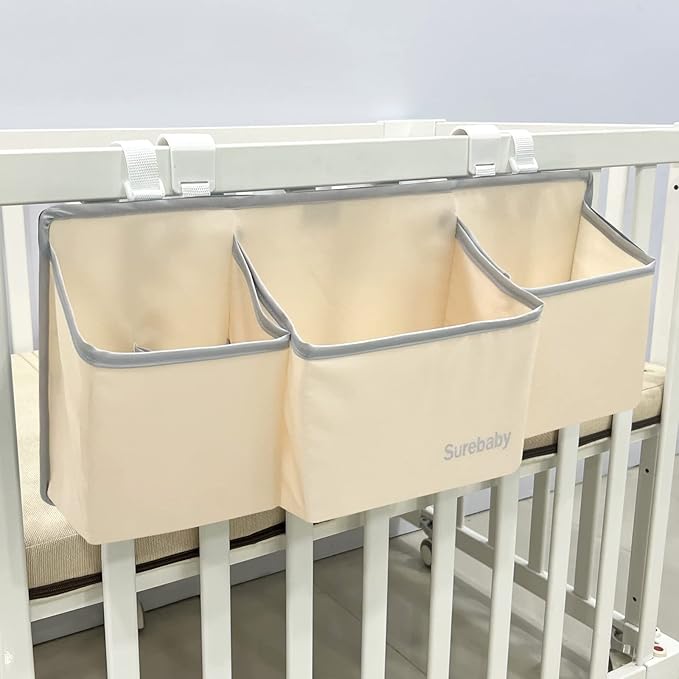 Hanging Baby Diaper Caddy, 3-in-1 Diaper Caddy Organizer Holder For Baby Crib, Nursery Organization Diaper Stacker Storage Fo