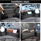 Car Seat Gap Filler Organizer with Cup Holders, Seat Gap Storage Box for Drinks, Phones, Keys, Sunglasses, Cards, and Small Essentials (Beige, Driver's Seat)