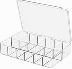 Clear Acrylic Makeup Organizer with Cover - 12 Compartments Cosmetic and Jewelry Organizer for Vanity and Desk Storage