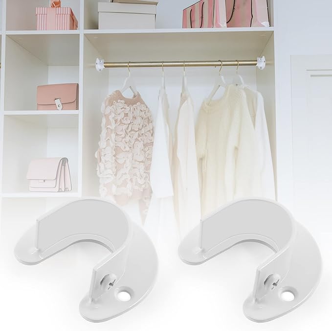 8 Packs Stainless Steel Closet Rod End Supports 1-1/3 Inch Wardrobe Bracket Heavy Duty Closet Pole Sockets Flange Rod Holder,