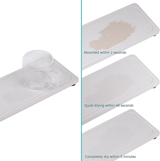 NiuYichee 2 Pcs Water Absorbing Stone Trays, Kitchen/Bathroom Sink Soap Dish, Diatomite Tray Used for Hand Soap & Cosmetic Bo
