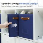 FinishingBo 6-Pack Storage Cubes with Handles & Label Holders Basket, Closet Cube Home Organizer Bins(Blue, 10.5*10.5*11 inch