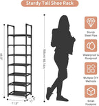 LANTEFUL Tall Shoe Rack 7 Tier Narrow Shoe Shelf Storage for 7-14 Pairs Shoe and Boot, Sturdy Shoe Storage Space Saving Corne