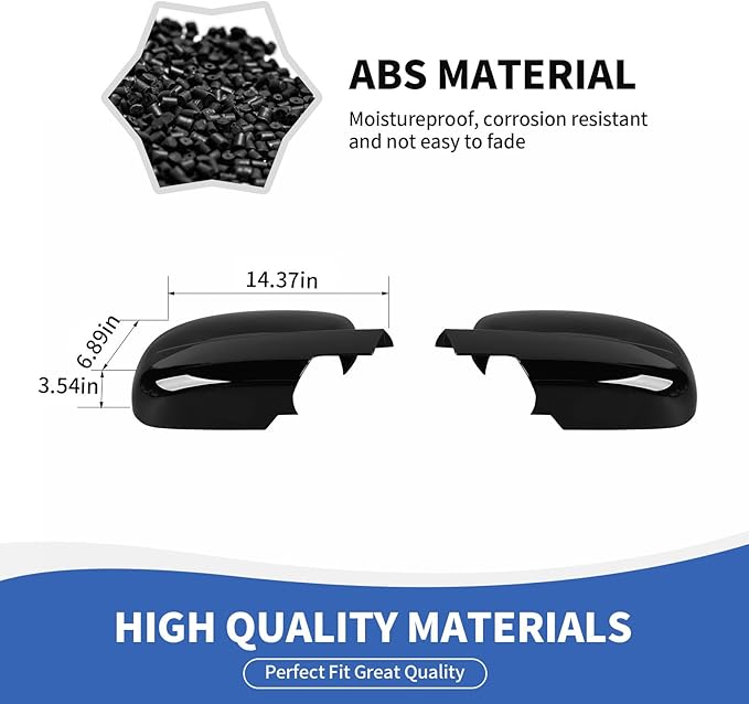 RAZPOY Rearview Mirror Cover Side Mirror Shell Trim Compatible with Chevy Silverado & Suburban & Tahoe & GMC-Yukon & GMC-Sierra & Cadillac Escalade 2007-2013, Black