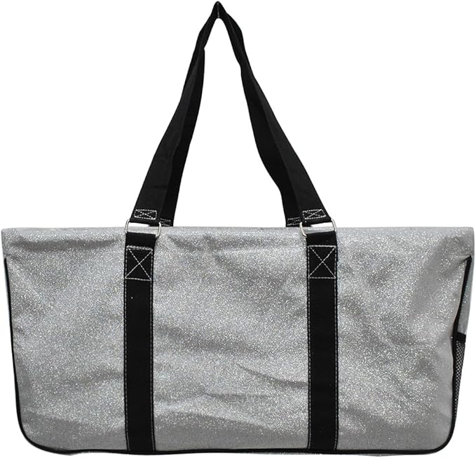 NGIL Extra Large Utility Tote Reusable Grocery Bag Oversized Collapsible for Groceries, Storage, Picnic, Beach (Silver Glitter- Silver)
