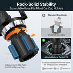 Cup Holder Expander for Car – Fits Most Vehicle Models, Extends Cup Holder Depth, Durable ABS Plastic (Silvery)