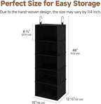 StorageWorks 5-Shelf Hanging Closet Organizers, Foldable Closet Storage Organizer with 2 Side Pockets, Portable Hanging Shelv