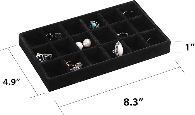 Frebeauty Jewelry Organizer Tray,Stackable Velvet Jewelry Trays,Drawer Inserts Earring Organizer For Women Jewelry Storage Di