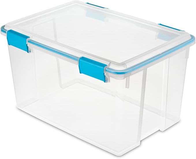 Sterilite 8-Pack Gasket Box, Weather-Resistant Storage Bins with Latching Lids, 54 Quart - Heavy-Duty Organizing Containers f