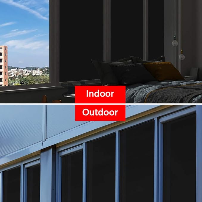 WPCTEV Static Cling Total Blackout Privacy Window Film Cover 100% Light Blocking No Glue Black Window Tint for Home Room Darkening Easy Removal 35.4 Inch x 13.1 Feet