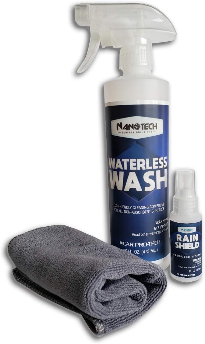 Nanotech Surface Solutions Wash & Shine Kit - Windshield Rain Repellent - Increase Visibility During Rainy Days & Waterless W