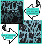 NGIL Extra Large Utility Tote Reusable Grocery Bag Oversized Collapsible for Groceries, Storage, Picnic, Beach (Cow Turquoise- Turquoise)
