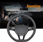 Carodi Latest Nappa Leather car Steering Wheel Cover, Stylish Non-Slip Leather car Interior 15 inches Universal (D-Shape,Blac