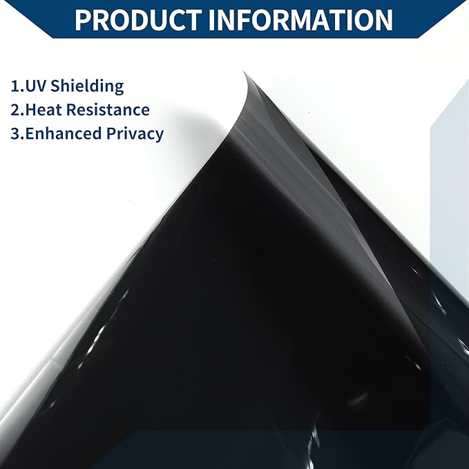 Car Window Tint Film Window Privacy Film Car Carbon 2 PLY PET 24.61 ft x 23.62 Inch 1 Pc Black VLT 11% IRR 66% UVR 96%