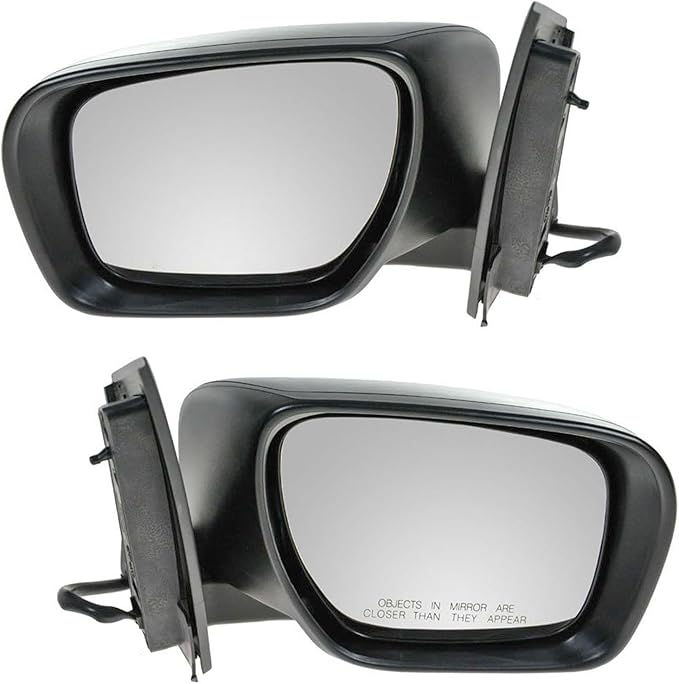 TRQ 2 Piece Driver and Passenger Side Mirror Assembly Set Electric Adjustment Heated No Memory Black Compatible with 2007-201