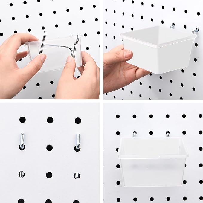 Patelai 8 Packs Pegboard Bins with Hooks and Labels, Pegboard Baskets Kit DIY Accessories Workbench Bins for Organizing Hardw