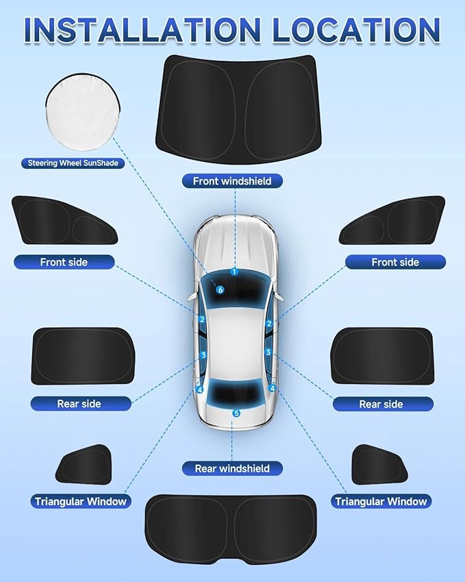 8PCS Window Shades for Rogue 2021-2026 Accessories – Full Coverage Sun Shade for Side Windows, Rear Triangular & Windshield – UV Protection & Privacy for Camping, Napping, Relaxing