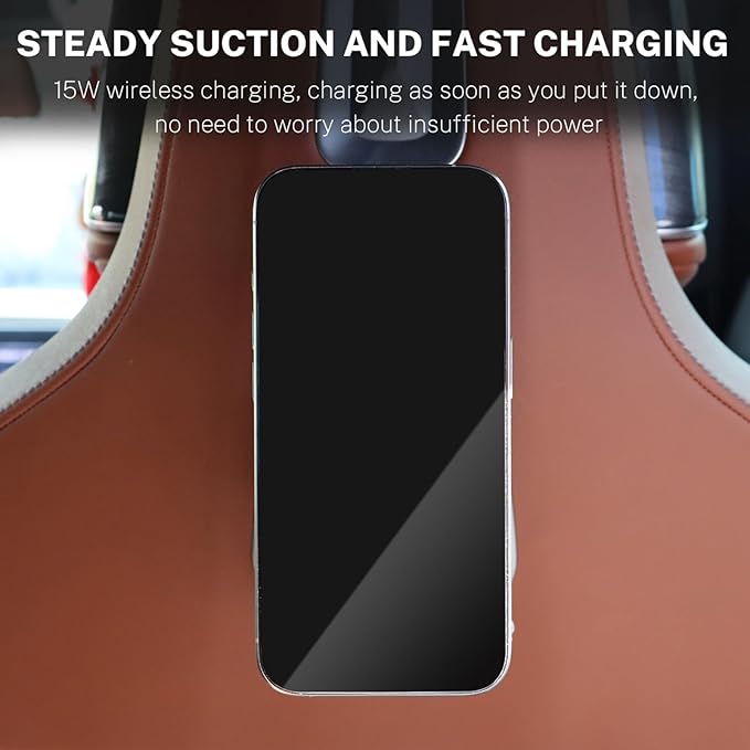 KUNGKIC for Car Headrest Tablet Holder for BMW X3 X5 X6 I20 G05 G06 G45 G60 G61 G70 Adjustable Tablet Car Mount for Back Seat Road Trip Essentials Black (Wireless Charging Pad with Light)