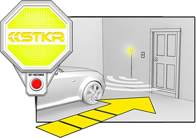 STKR Garage Parking Sensor – Adjustable Ultrasonic Car Stop Assistant with Red/Yellow/Green LED Display – Set Stop Distance 6