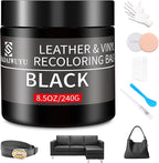 Leather Recoloring Balm,8.5oz Leather Color Restorer,Black Leather Repair kit for Furniture and Car Interior,Leather Couch Sc