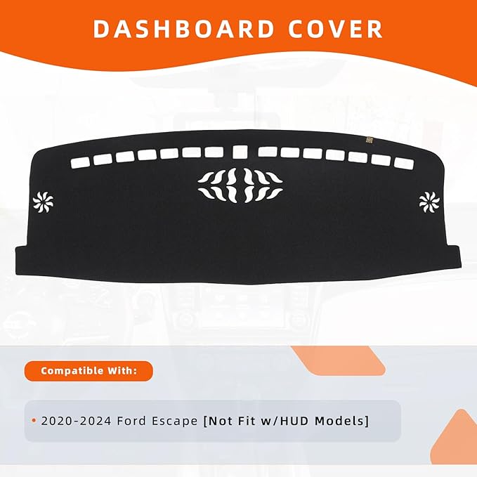 KEYOOG Dashboard Cover Dash Mat Fit for Fo-rd Escape 2024-2020 (Without HUD Models),Car Dash Board Mat Anti-Glare Carpet,Non-