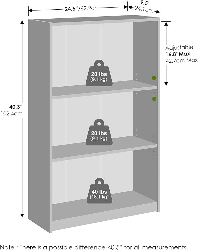 Furinno Reed Closet Organizers and Storage, 3-Tier Closet Organizer, Open Shelf Closet Storage, for Wardrobe, Bedroom, Living