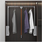 Pull Out Clothes Rail Extendable Pull Out Closet Rod - Stainless Steel Wardrobe Rail Tube, Pull-Down Clothes Organizer with S