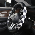 Dotesy Lattice Car Steering Wheel Cover Microfiber Leather Non-Slip Comfort Universal 15 inch Checkered Plaid Wheel Protector