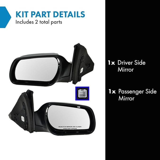 TRQ 2 Piece Driver and Passenger Side Mirror Assembly Set Electric Adjustment Non-Heated No Memory Textured Compatible with 2