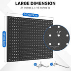 Peg Board, 2 Pack Metal Pegboard Panels Black Pegboards Wall Organizer with Frame Large Heavy Duty Peg Board with Hooks for W